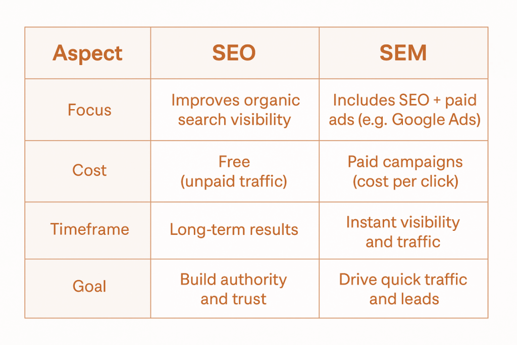SEO vs SEM