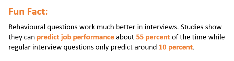 Beharioural questions fun fact