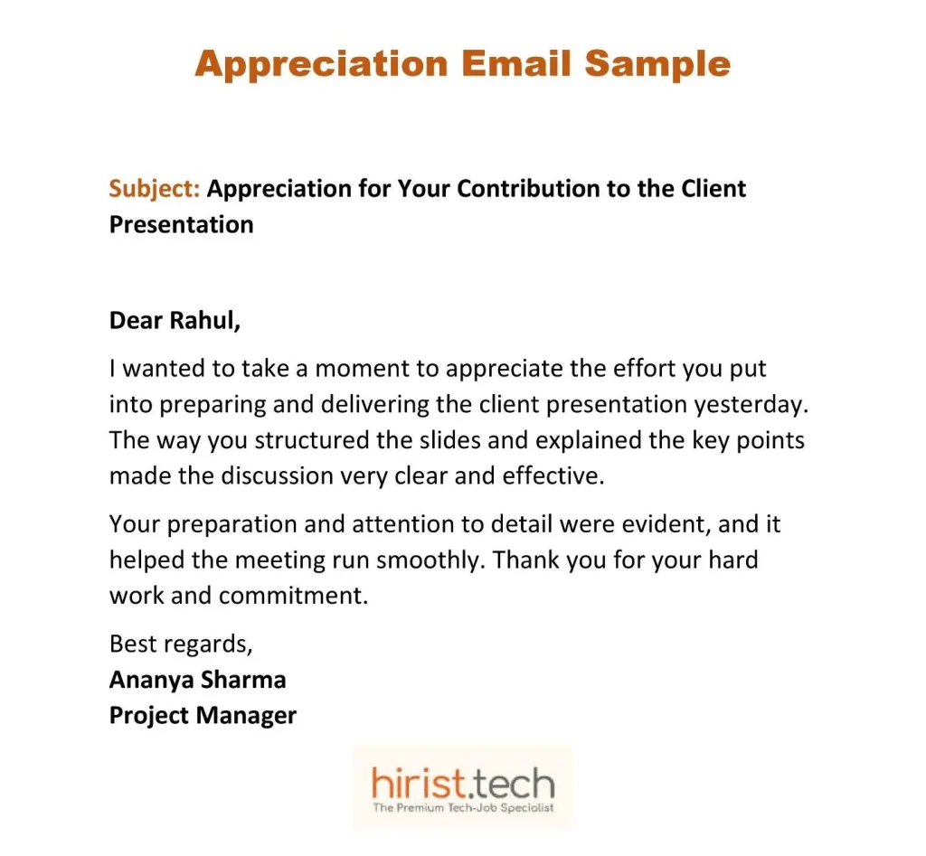 Appreciation email sample