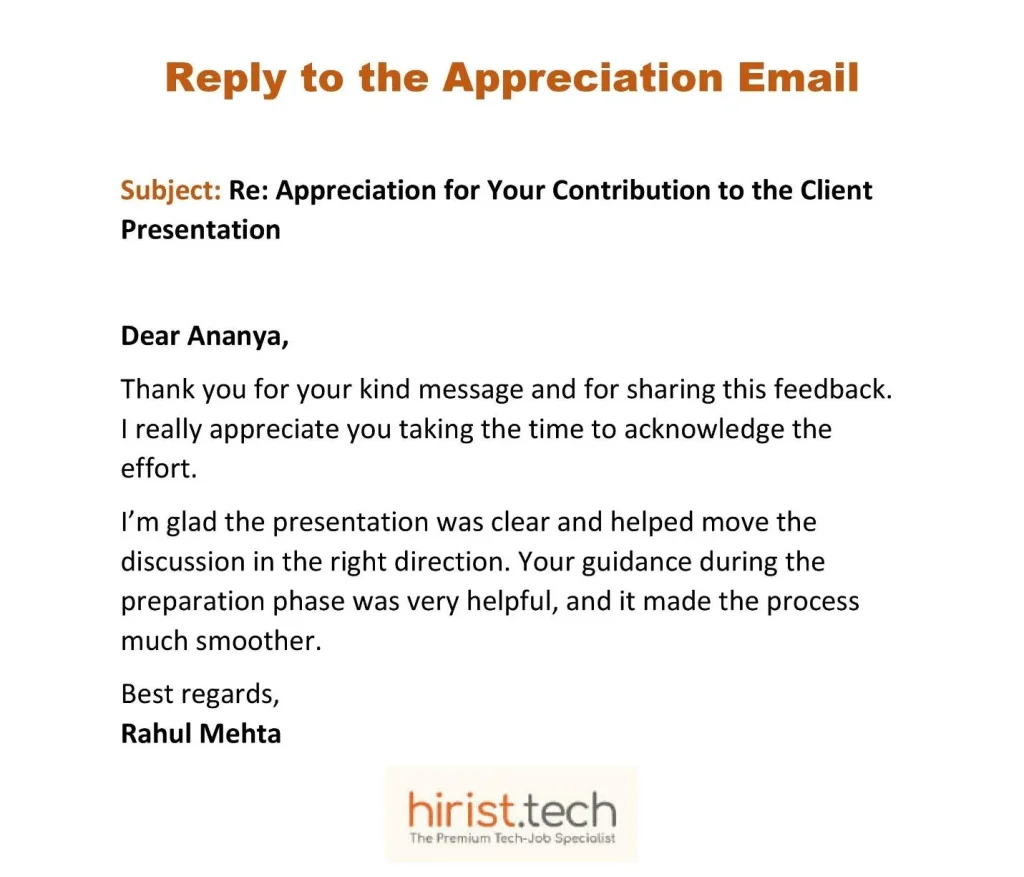 Reply to appreciation email