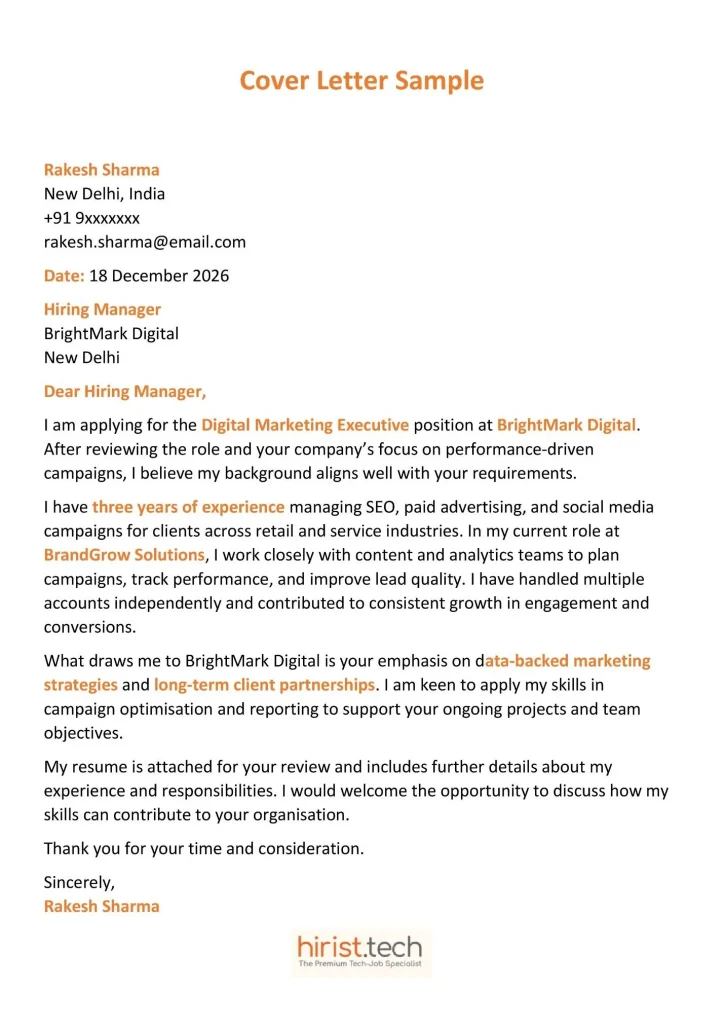 cover letter sample template