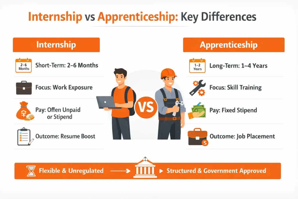 internship vs apprenticeship in India