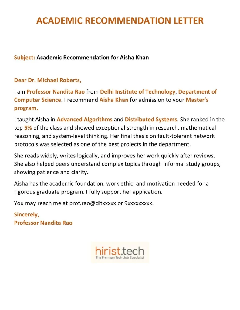 Mentor Recommendation Letter Template 2