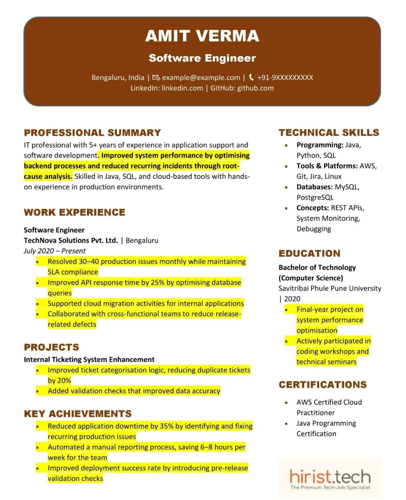 Resume with Achievements