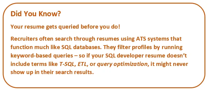 Did you know - SQL developer Resume facts
