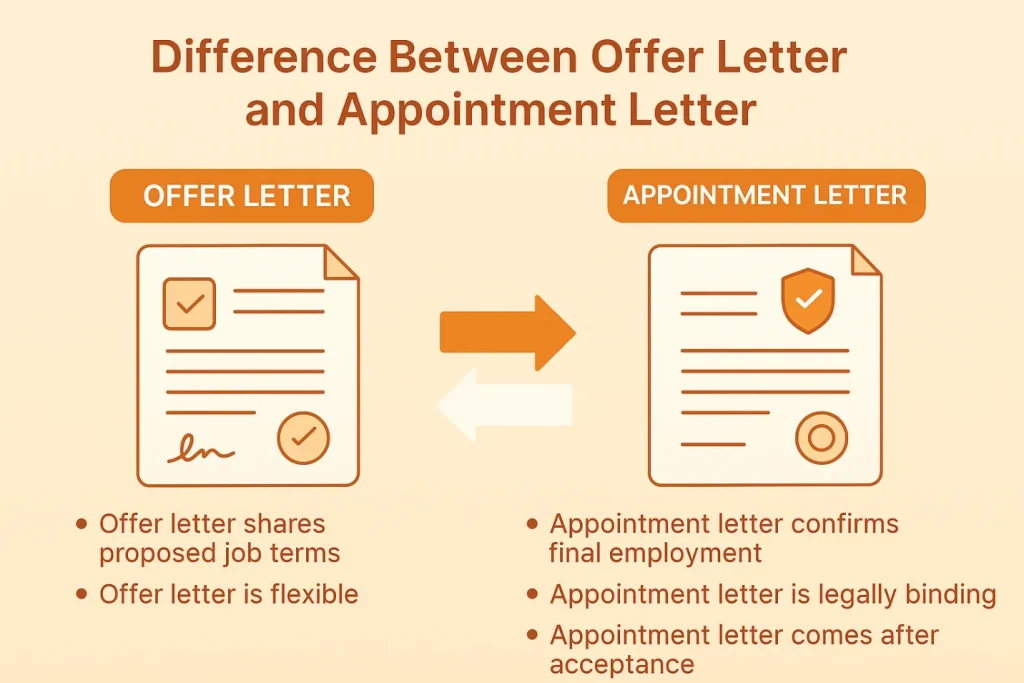 Difference between offer letter and appointment letter