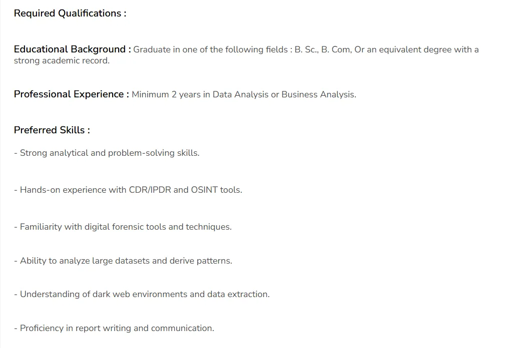 Job Specificaiton Sample