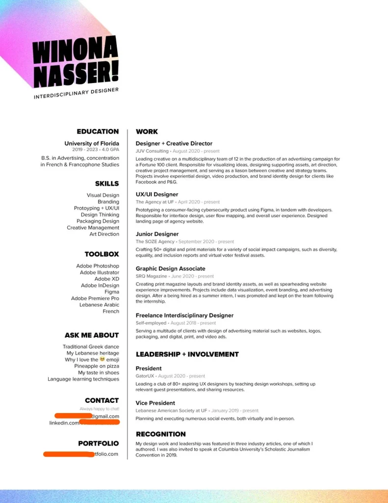 Creative UI/UX Designer Resume