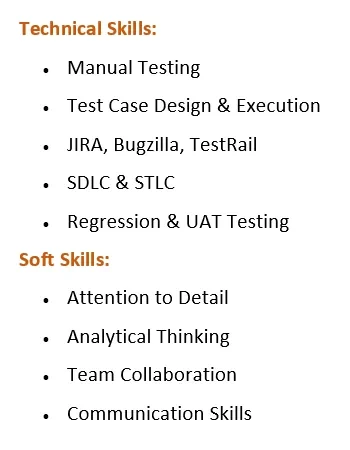 List core Manual Testing skills and tools