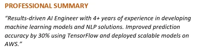 AI professional summary