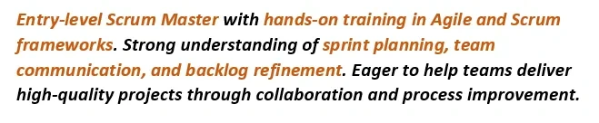 Example of Scrum Master objective statement