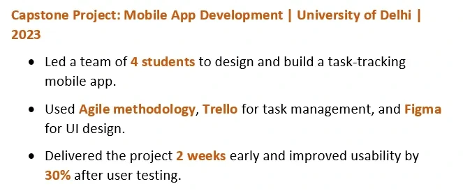 How to add projects in resume