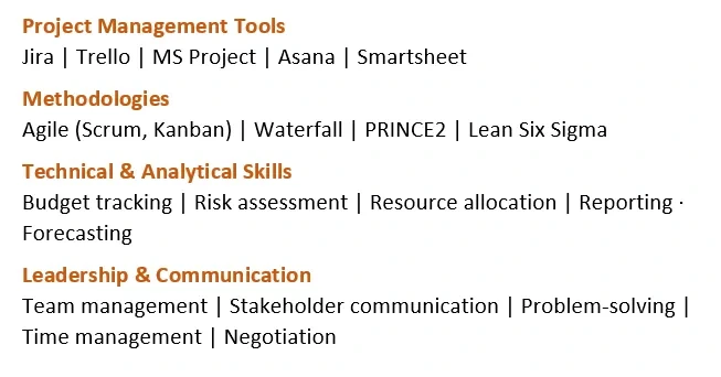 Here is how to highlight skills on a project manager resume