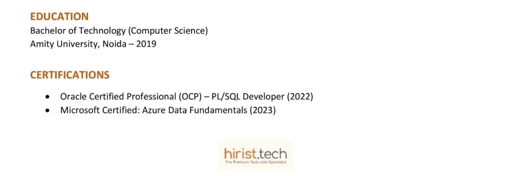 PL/SQL Developer Resume